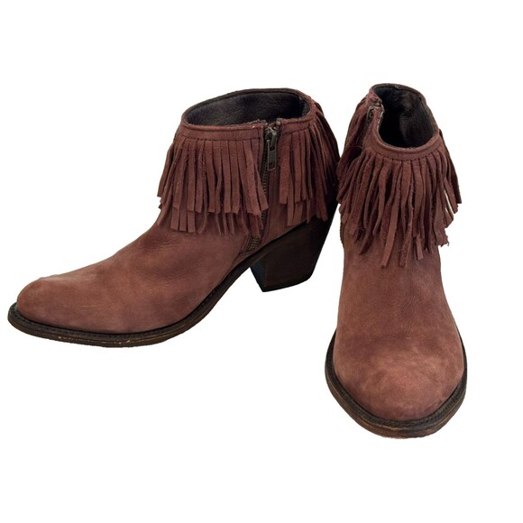 Independent Boot Co Size 9.5 Brown Suede Fringe Zip Ankle Boots - Picture 3 of 10